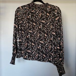 Black Floral Long Sleeve Blouse